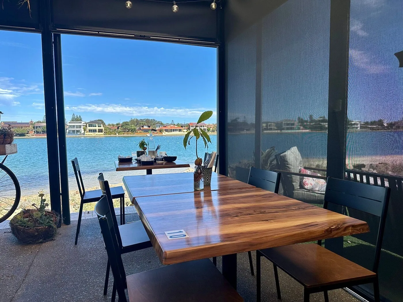 Cafe tables overlooking the lake
