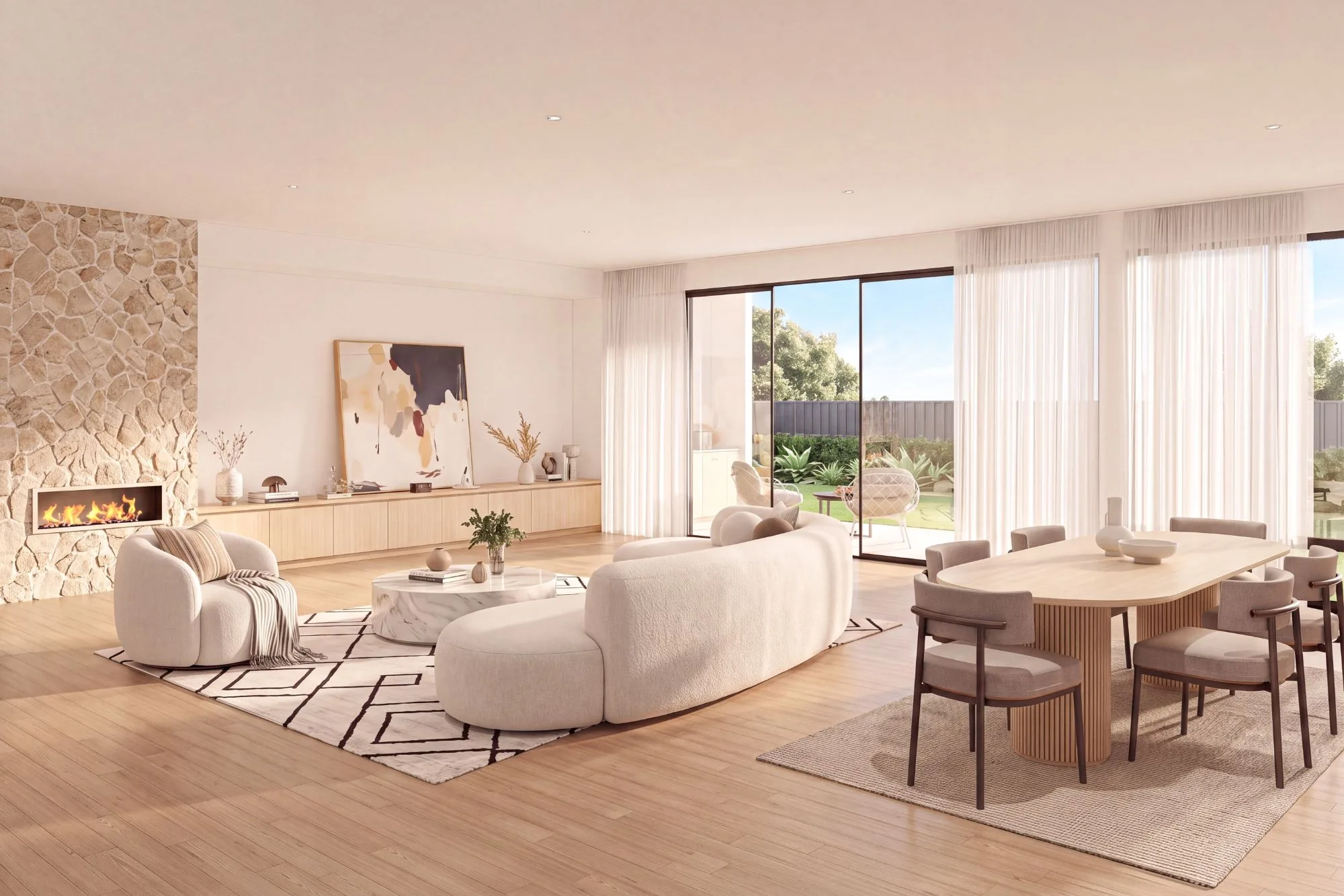 Open-plan living and dining opening to the alfresco